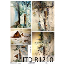 Papier ryżowy A4 R1210 domy, zima,